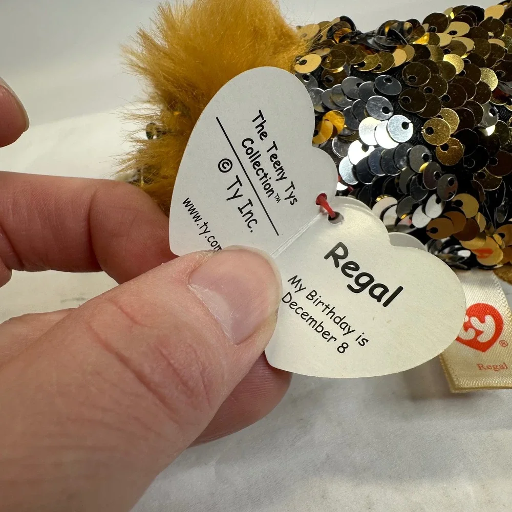Ty Teeny Tys Regal the‎ Lion Gold Silver Reversible Sequin Plush Toy NWT